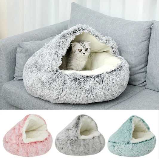 🐾 Semi-Closed Pet Bed – Cozy Year-Round Comfort