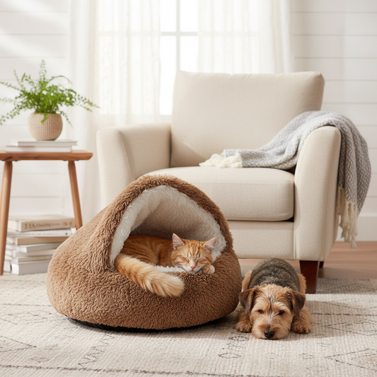 🐾 Semi-Closed Pet Bed – Cozy Year-Round Comfort