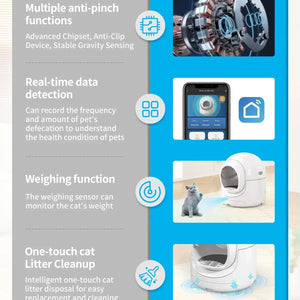 85L Self Cleaning Litter Box,Automatic Litter Box with App Control,Odor Removal,White