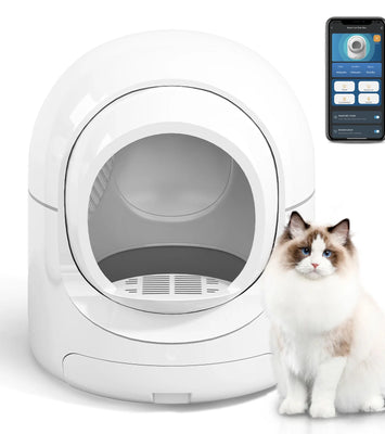 85L Self Cleaning Litter Box,Automatic Litter Box with App Control,Odor Removal,White