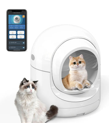 85L Self Cleaning Litter Box,Automatic Litter Box with App Control,Odor Removal,White