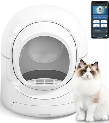 85L Self Cleaning Litter Box,Automatic Litter Box with App Control,Odor Removal,White