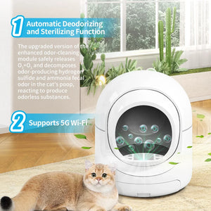 85L Self Cleaning Litter Box,Automatic Litter Box with App Control,Odor Removal,White