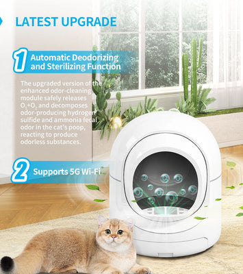 85L Self Cleaning Litter Box,Automatic Litter Box with App Control,Odor Removal,White