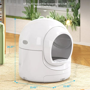 85L Self Cleaning Litter Box,Automatic Litter Box with App Control,Odor Removal,White