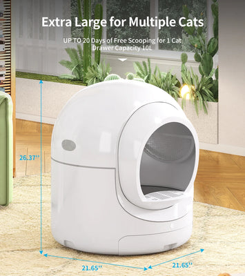 85L Self Cleaning Litter Box,Automatic Litter Box with App Control,Odor Removal,White