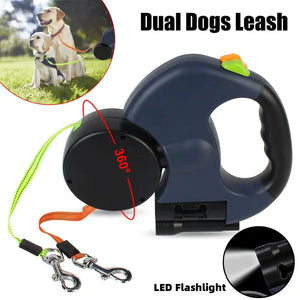 2-in-1 Retractable Dog Leash – Tangle-Free Control for Walking Two Dogs