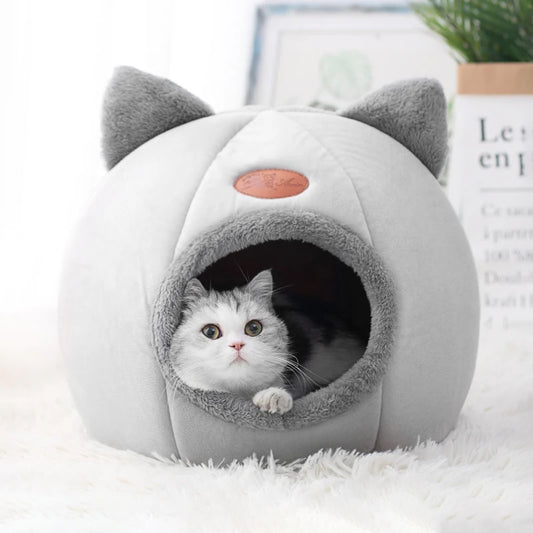 SnuggleNest™ Winter Cave Bed for Cats & Small Dogs
