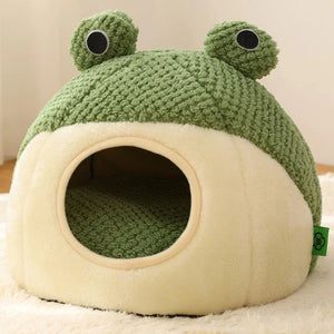 Froggo Cuddle Cave™ Plush Pet Bed - FurVenity