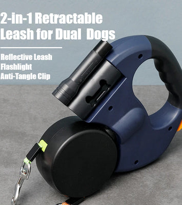 2-in-1 Retractable Dog Harness for Dual Dogs – Tangle-Free Walking Solution