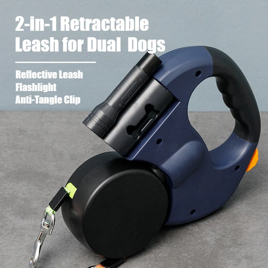 2-in-1 Retractable Dog Harness for Dual Dogs – Tangle-Free Walking Solution