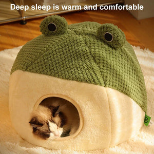 Froggo Cuddle Cave™ Plush Pet Bed - FurVenity