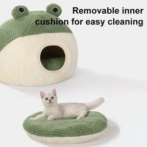 Froggo Cuddle Cave™ Plush Pet Bed - FurVenity
