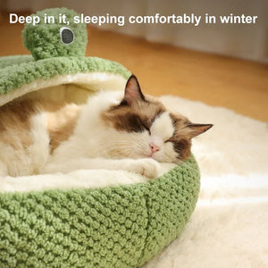 Froggo Cuddle Cave™ Plush Pet Bed - FurVenity