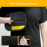 Pet Grooming Glove Brush size in hand for scale