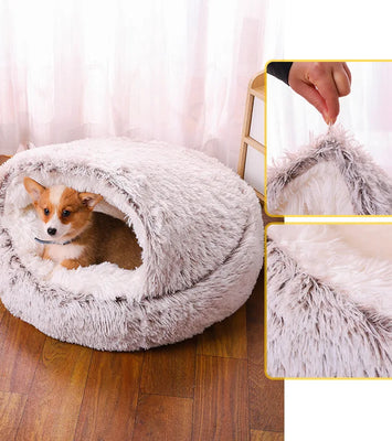 🐾 Semi-Closed Pet Bed – Cozy Year-Round Comfort