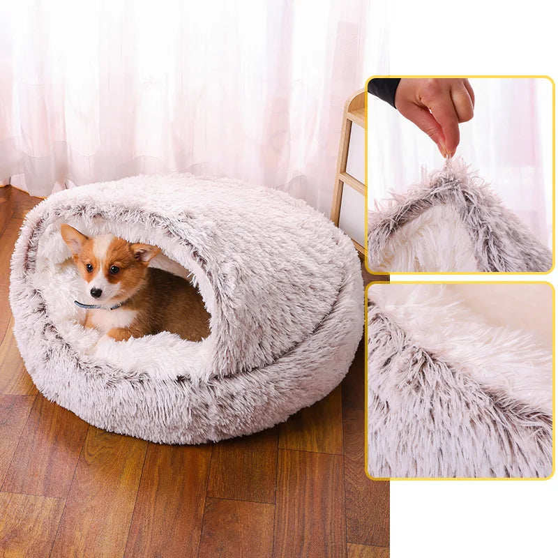 🐾 Semi-Closed Pet Bed – Cozy Year-Round Comfort