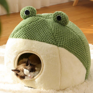 Froggo Cuddle Cave™ Plush Pet Bed - FurVenity