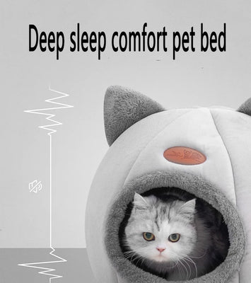 SnuggleNest™ Winter Cave Bed for Cats & Small Dogs