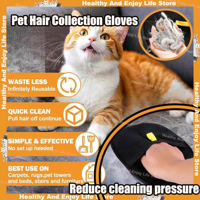 Pet Grooming Glove Brush - Gentle & Effective Hair Removal