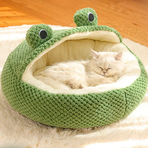 Froggo Cuddle Cave™ Plush Pet Bed - FurVenity