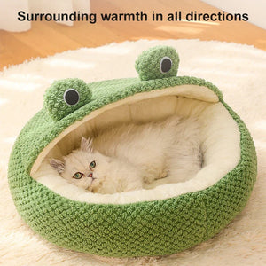 Froggo Cuddle Cave™ Plush Pet Bed - FurVenity
