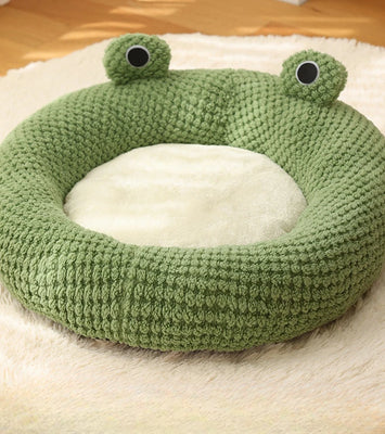 Froggo Cuddle Cave™ – Plush Frog Pet Bed for Cats & Small Dogs