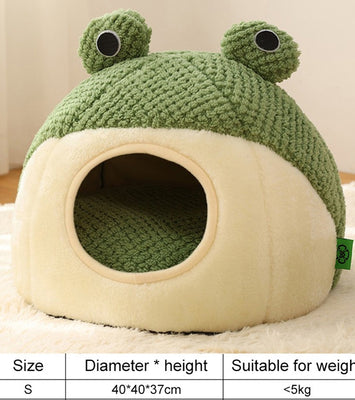 Froggo Cuddle Cave™ – Plush Frog Pet Bed for Cats & Small Dogs
