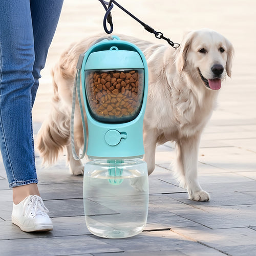 Portable Pet Water & Food Bottle in use during a walk
