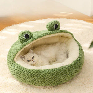 Froggo Cuddle Cave™ Plush Pet Bed - FurVenity
