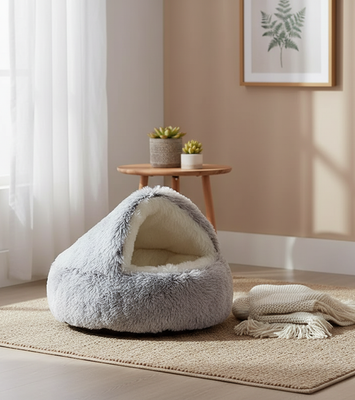 🐾 Semi-Closed Pet Bed – Cozy Year-Round Comfort