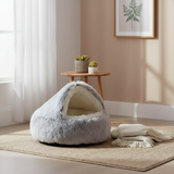 Semi-Closed Pet Bed Nest plush interior close-up