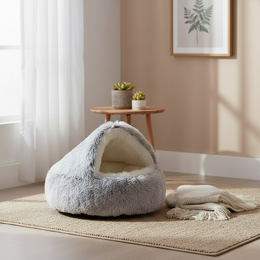 🐾 Semi-Closed Pet Bed – Cozy Year-Round Comfort