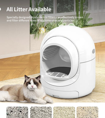 85L Self Cleaning Litter Box,Automatic Litter Box with App Control,Odor Removal,White