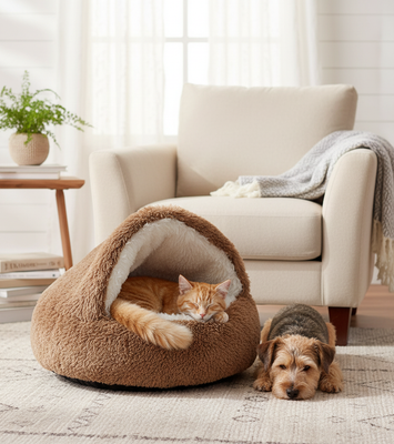 🐾 Semi-Closed Pet Bed – Cozy Year-Round Comfort