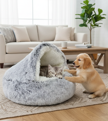 🐾 Semi-Closed Pet Bed – Cozy Year-Round Comfort